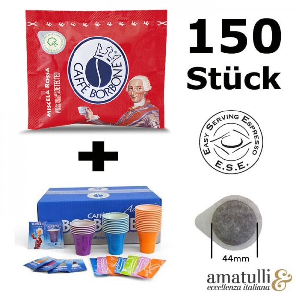 Caffe Borbone Espresso Rosso + Servierset je 150 Stück