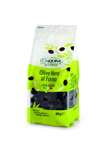 Olive Nere al Forno - schwarze Oliven gebacken 400g